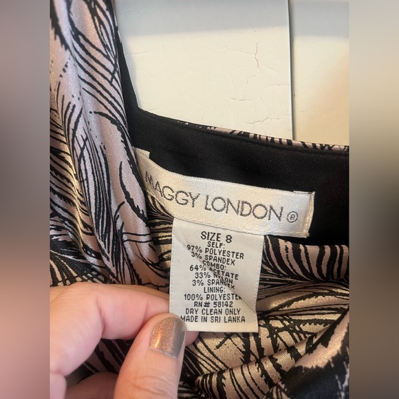 Maggy London Black and Cream Cocktail Dress NWOT - Picture 5 of 11